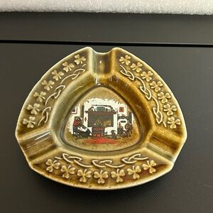 Vintage Wade Ireland Ceramic Ashtray with Cozy Fireplace Scene